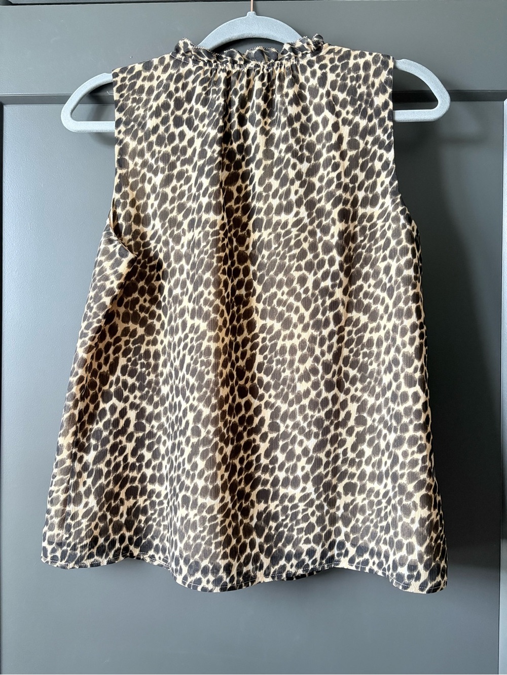 J. Crew Leopard-Print Sleeveless Ruffle-Neck Camisole - Picture 4 of 6